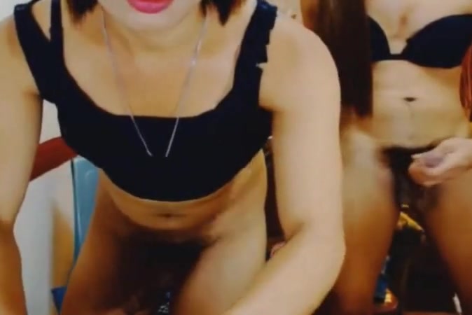 Two seductive asian shemale anal sex