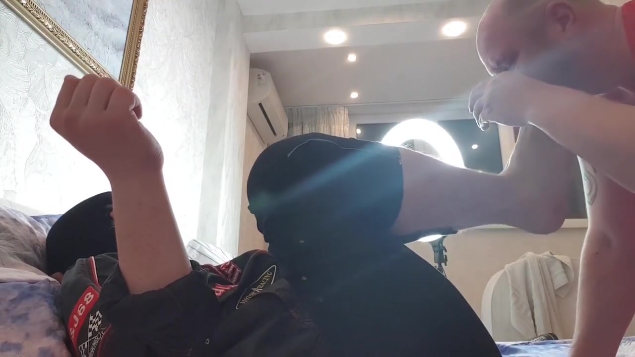 A Male In The Form Of A Racer Fucks My Throat Hard With A Big Fat Dick And Foot And Hand