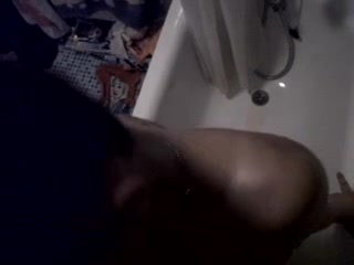 Young girlfriend teasing my dick while in a bathtub