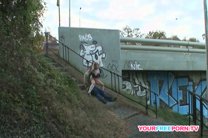 Chubby Blonde teen 18+ gets fucked by a stranger in public