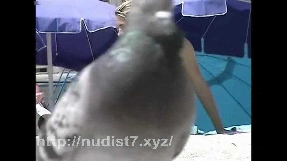 Crazy exhibition of pussy on nude beach