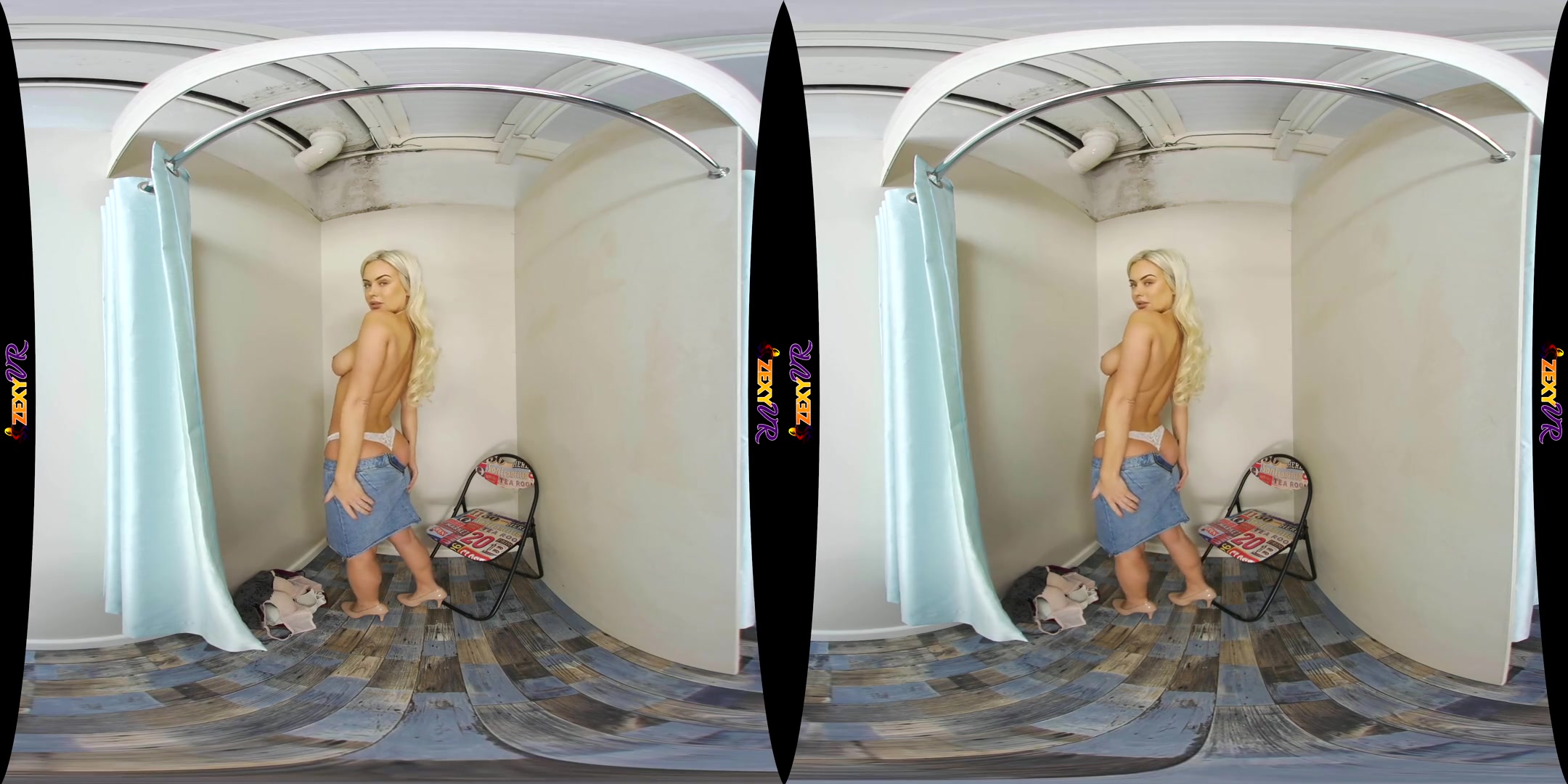 Fitting - Blonde Big Tits Striptease Tease Shaved