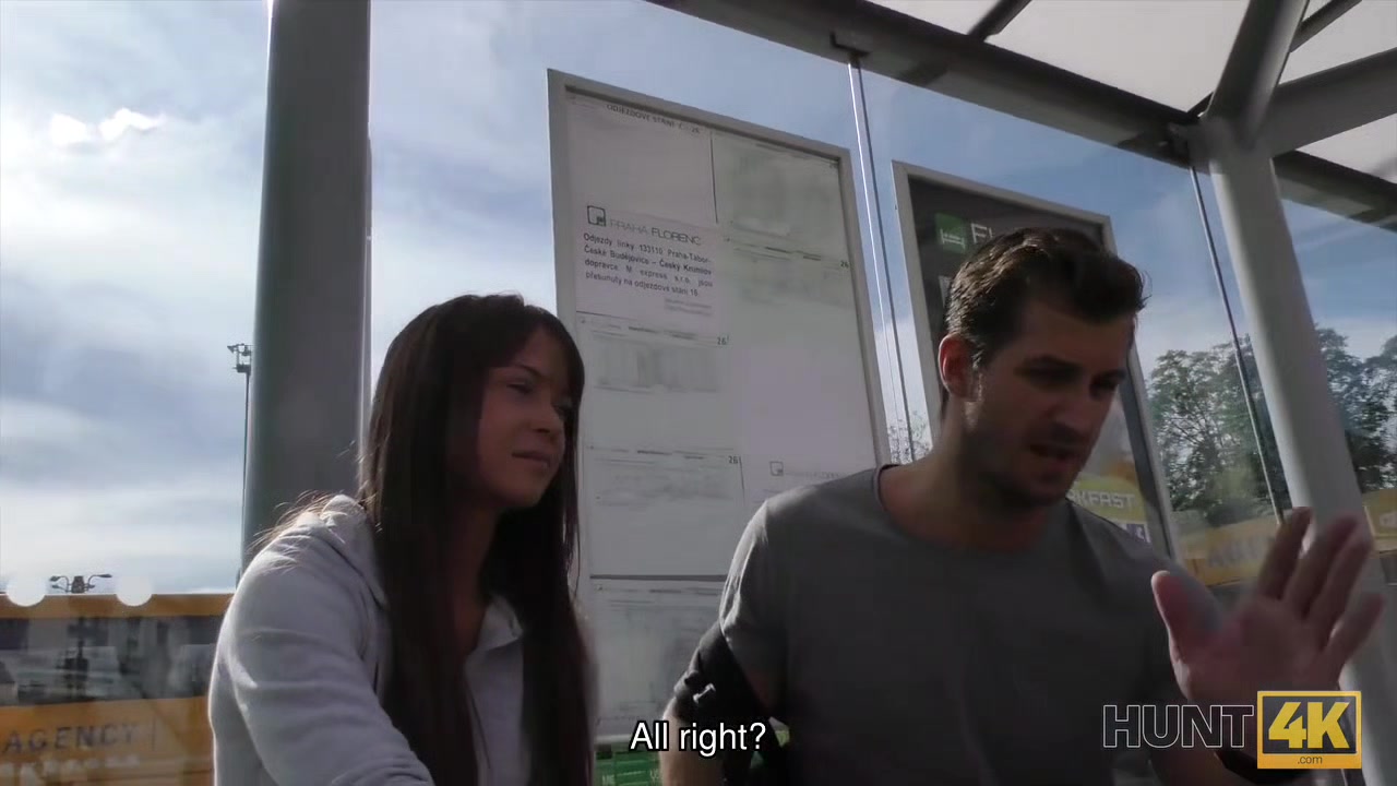 HUNT4K. Angella Christin from bus station comes to service hunter