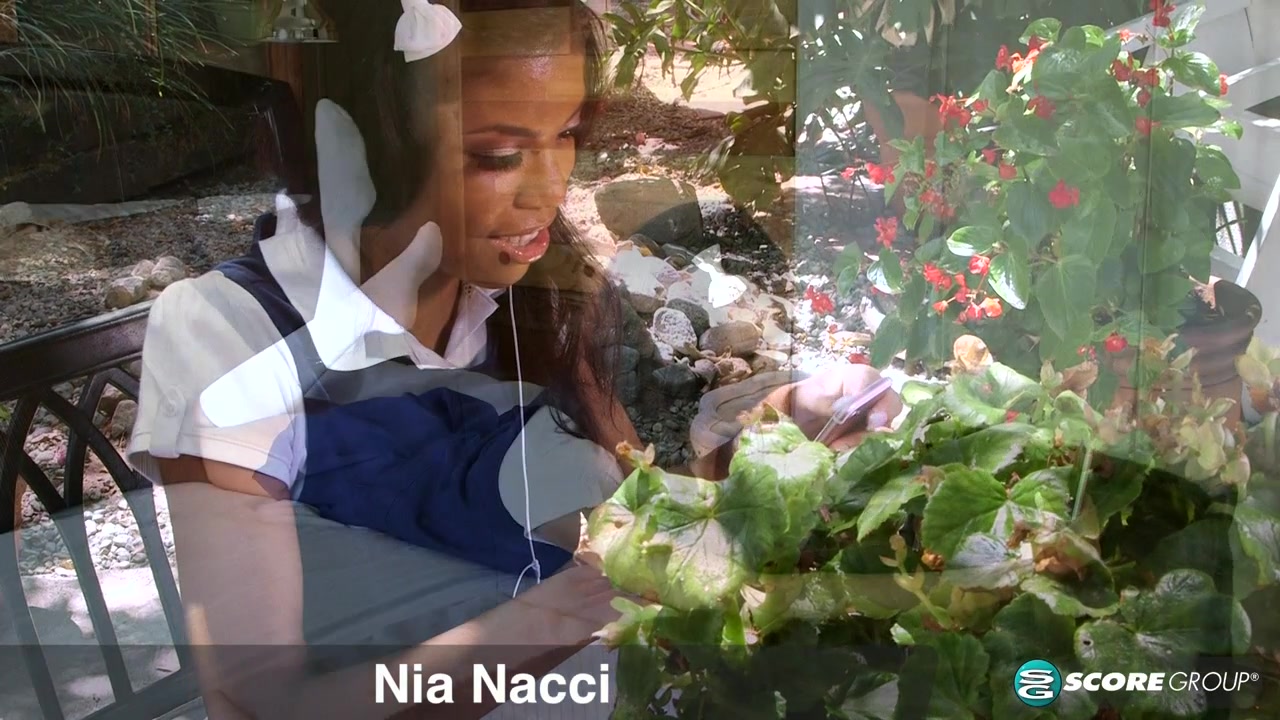 Ebony Babe Nia Nacci Squeezes Her Perfect Tits and Rubs Her Pussy