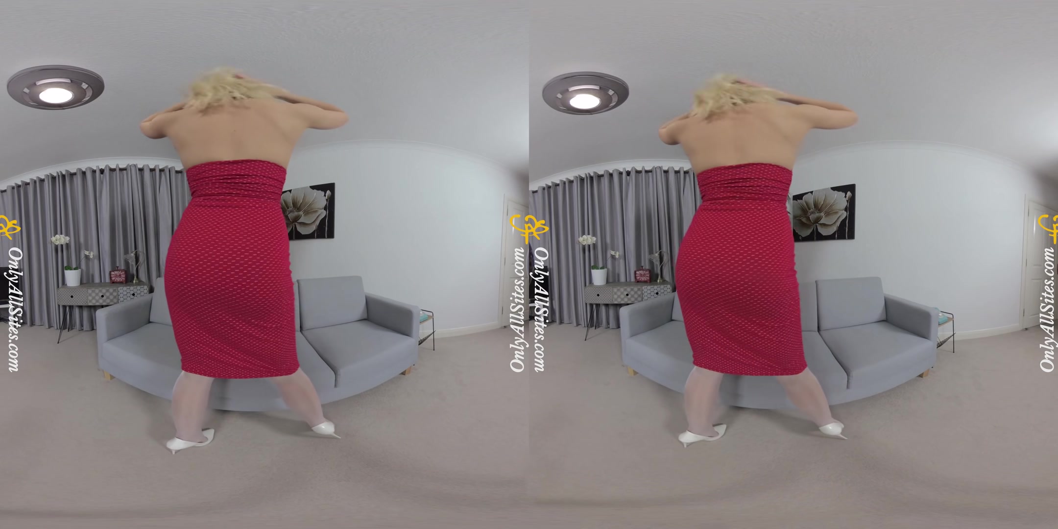Grace Lily - Red Dress and Pantyhose - OnlyTease
