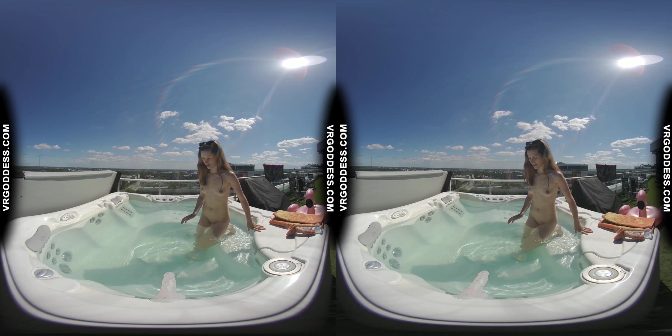 Rooftop Jacuzzi Private Moments With Model Josie Masturbating With Dildos In The Sun