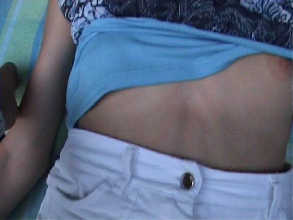 Katerina Sz. in amateur hot girl gives a handjob in nature