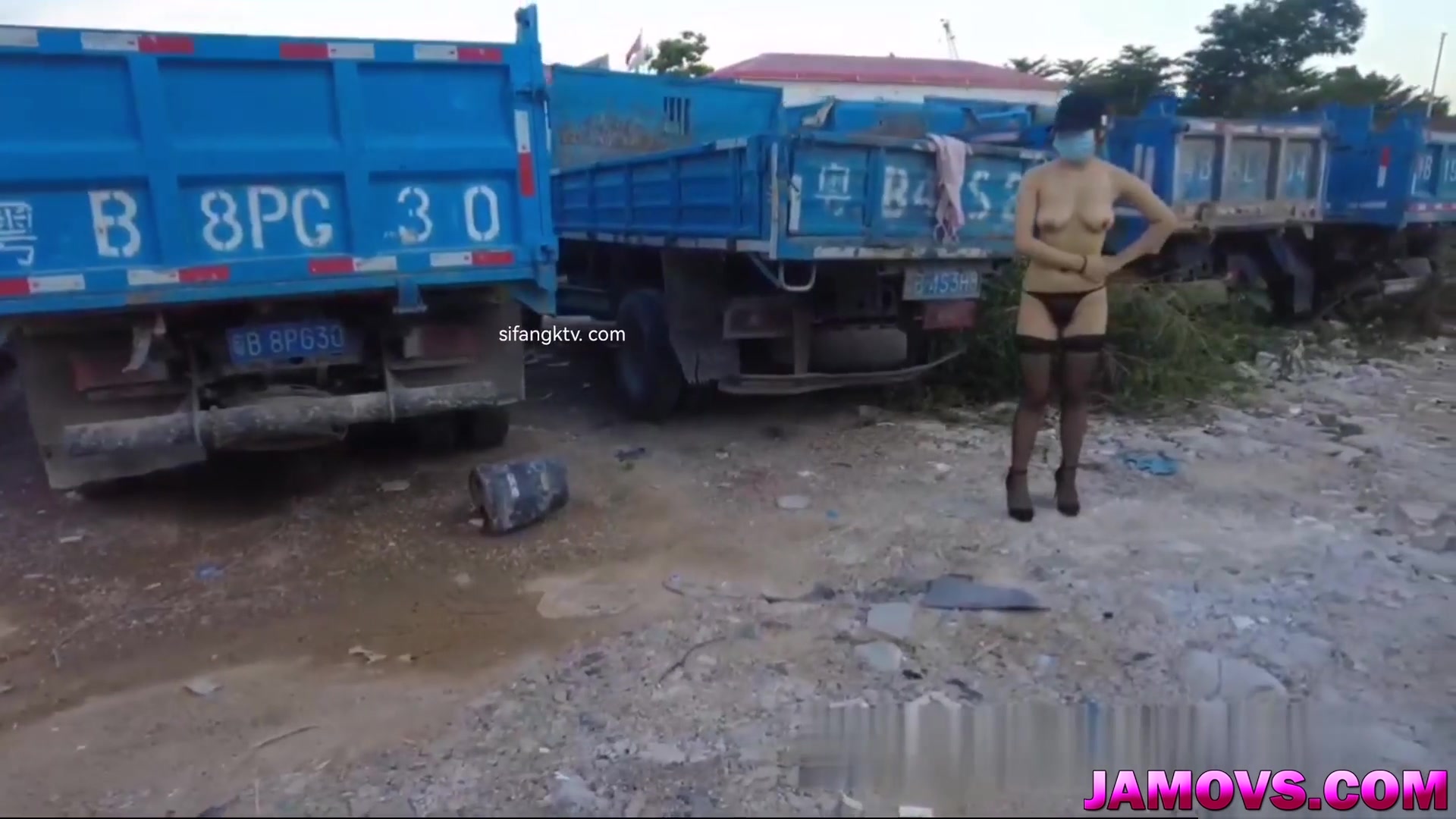 Asian Girl Posing with tied hand Outdoor