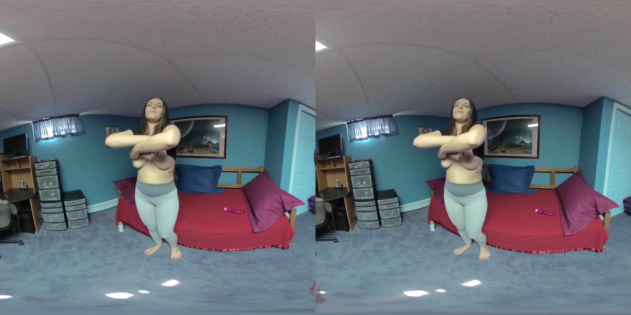 Curvy cutie Alisha Adams fucks her twat with a big pink dong - Amateur Brunette Solo Masturbation VR
