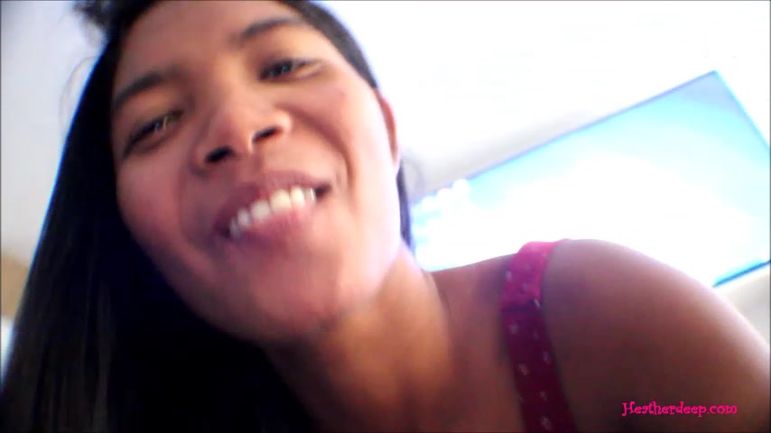 Timy Asian Thai teen 18+ Heather Deep films everyself giving a deepthroat throatpie