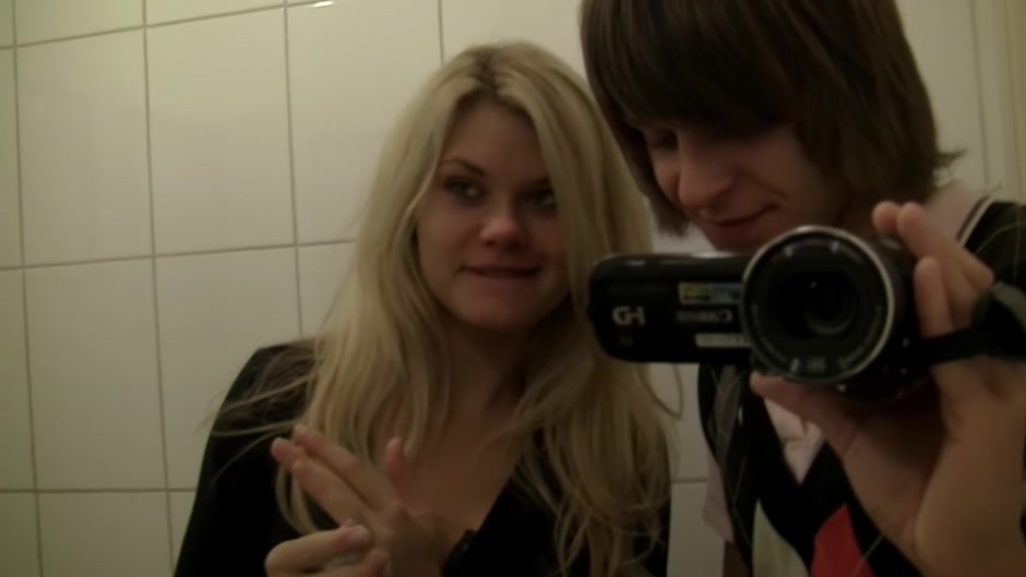 Hot and sexy couple fucking heavily in the public restroom