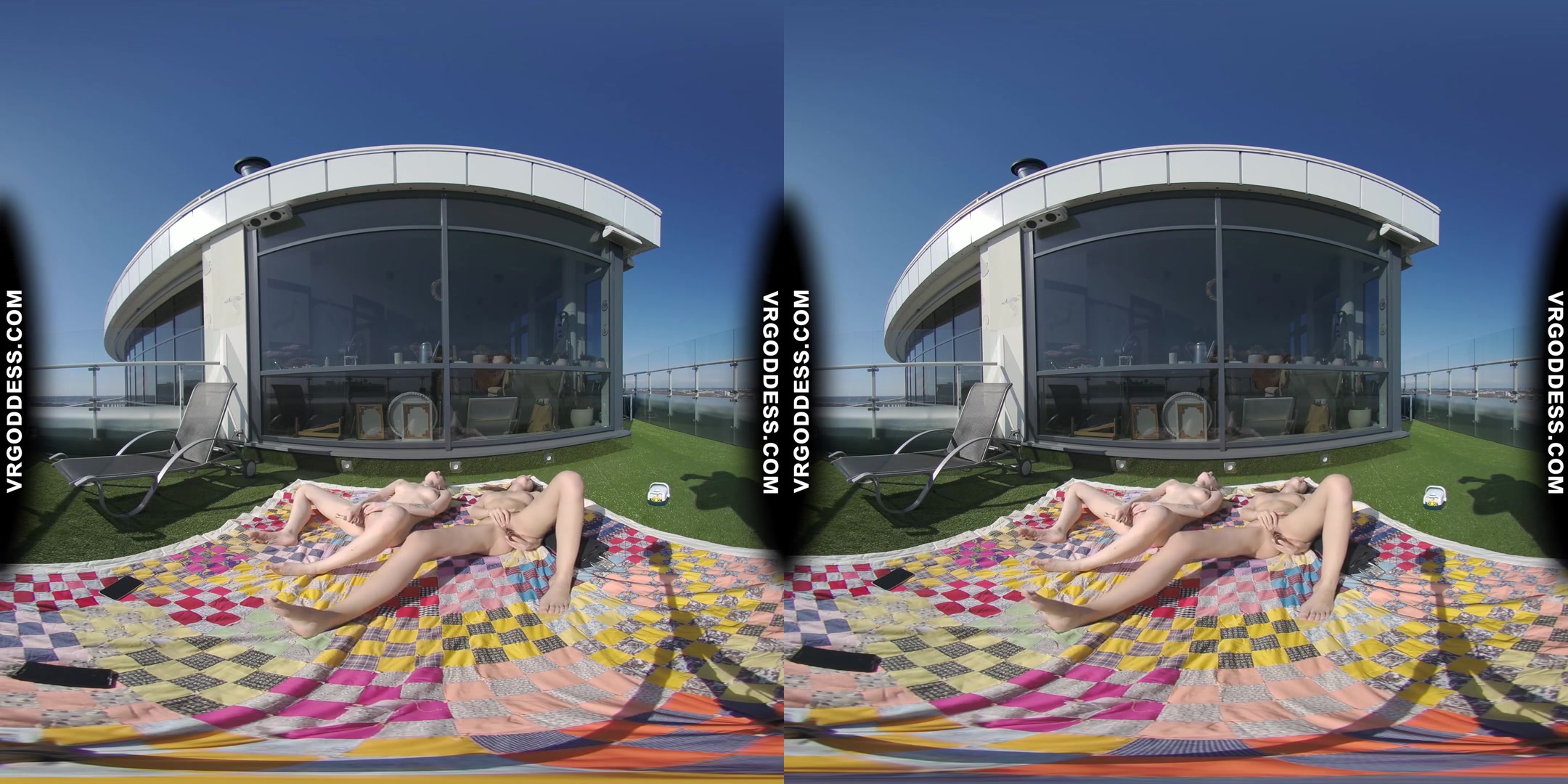 2 Hot Girls Rebeka Ruby And Ingrida Masturbating In The Sun With Glass Dildos Bubbles And Sunbathing