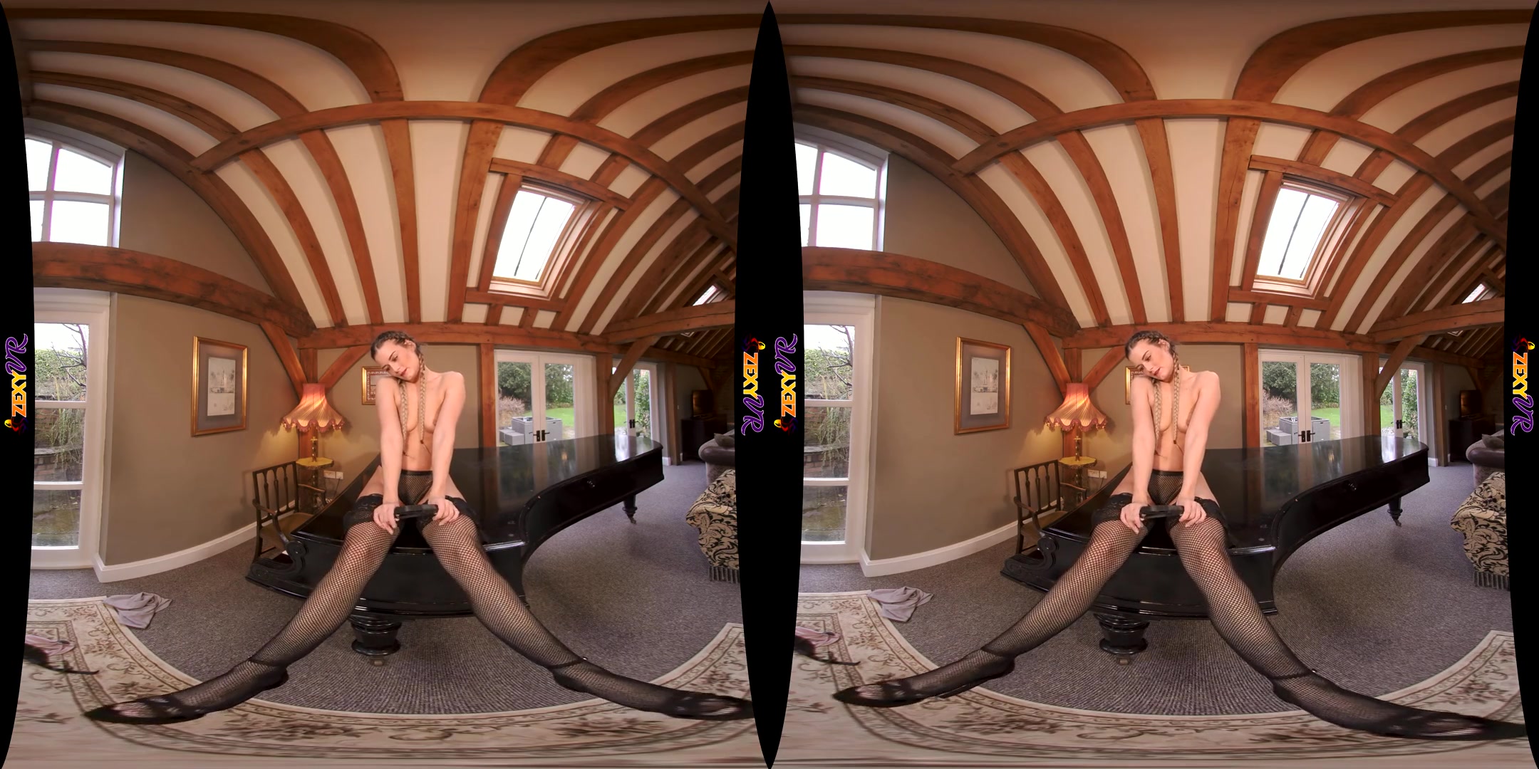 Piano Tutor - Gorgeous Blonde Solo Striptease by the Piano