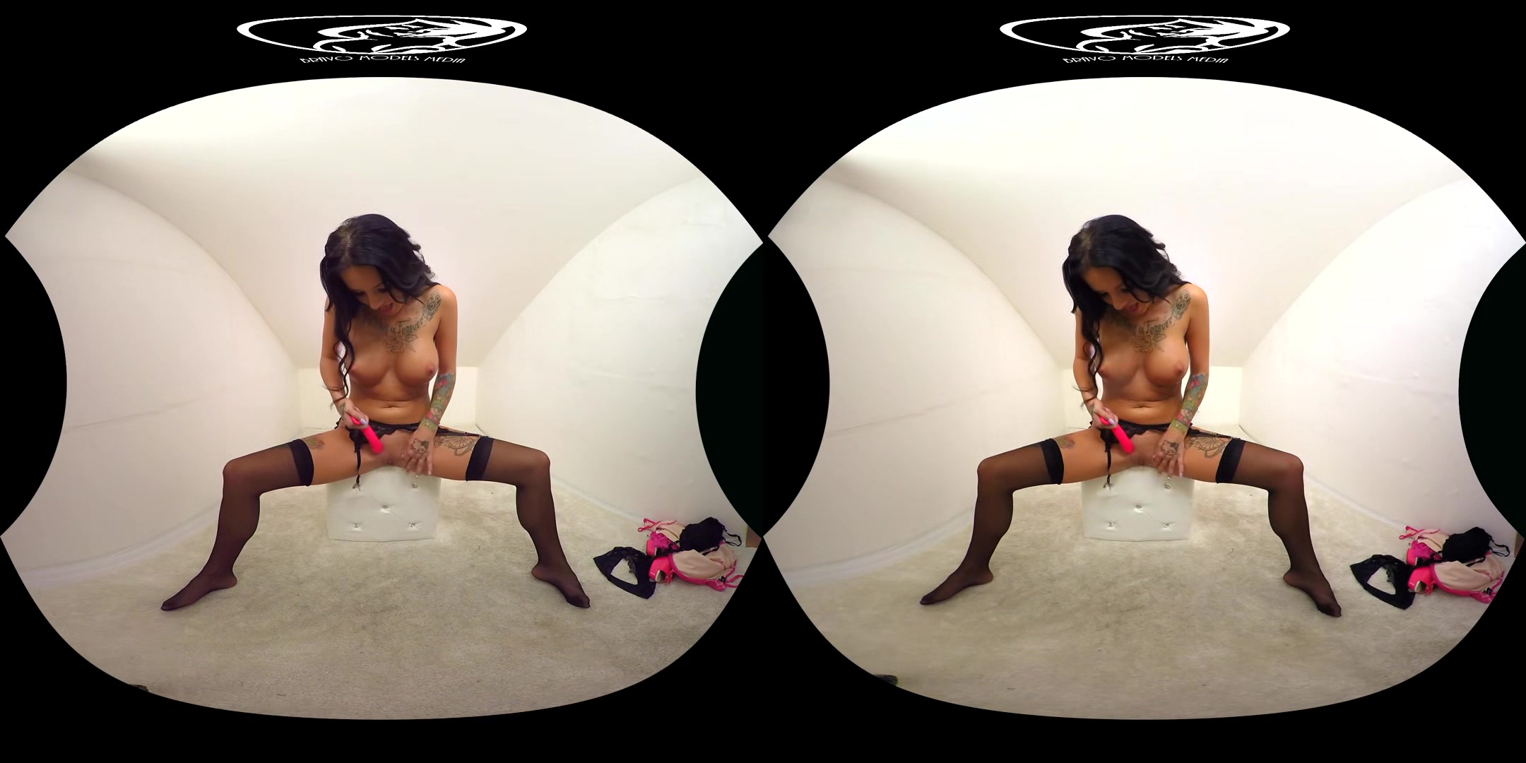 331 - Barbie Esm; Busty Amateur Brunette Solo Striptease And Masturbation