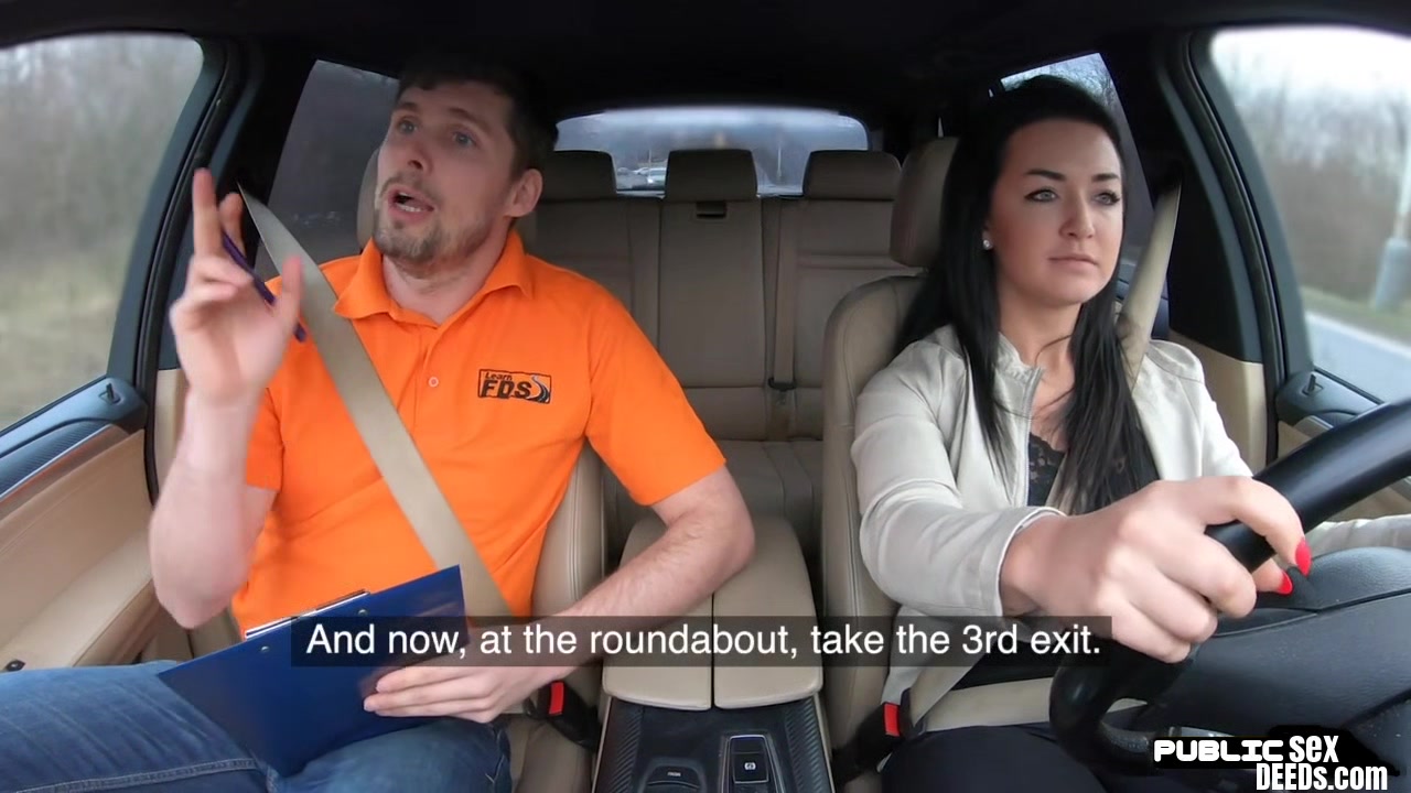Darkhair eurobabe gives head and rides her instructor