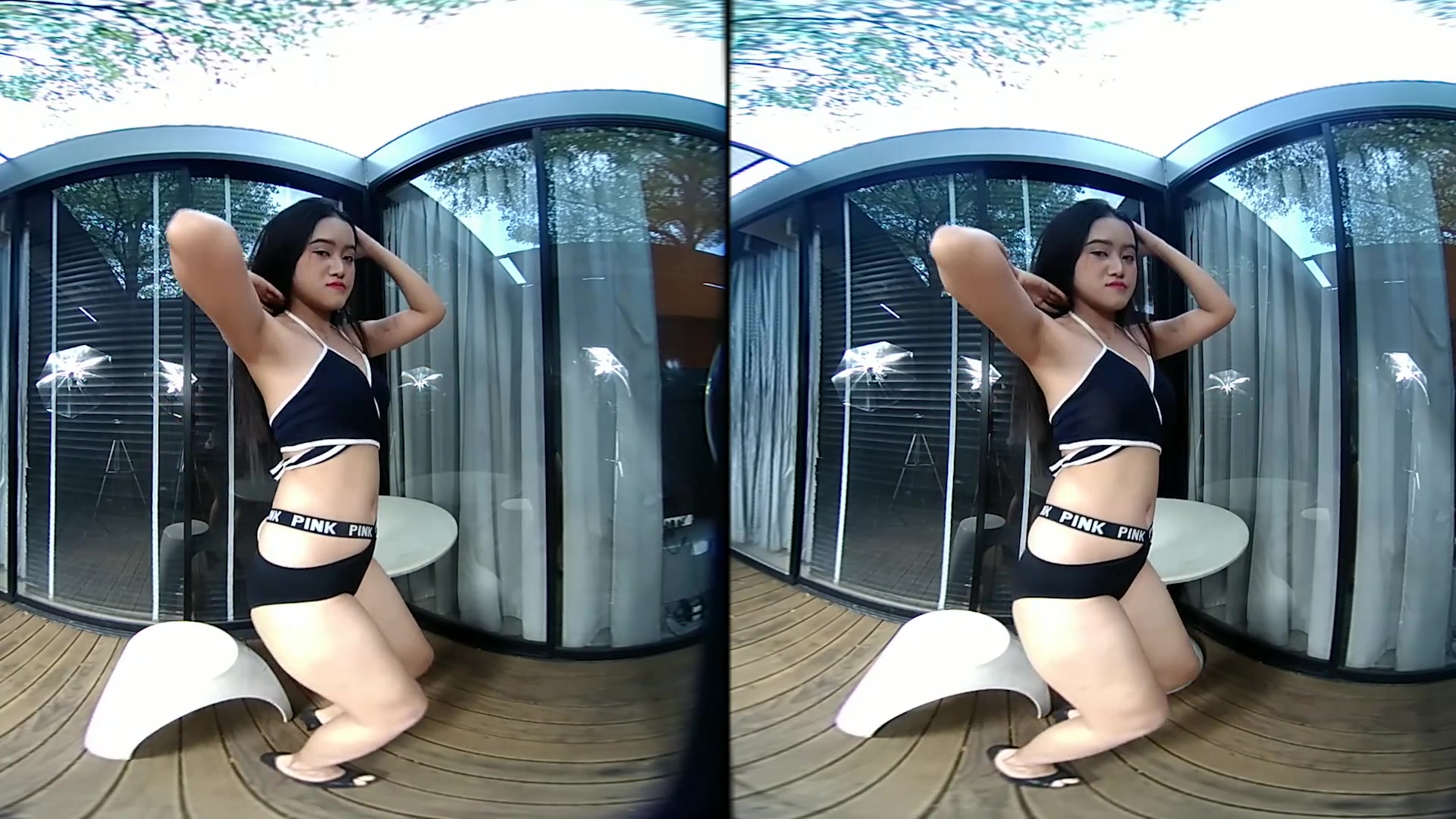 Asian teen 18+ In Black Bikini Videoshoots With Music - VRpussyVision