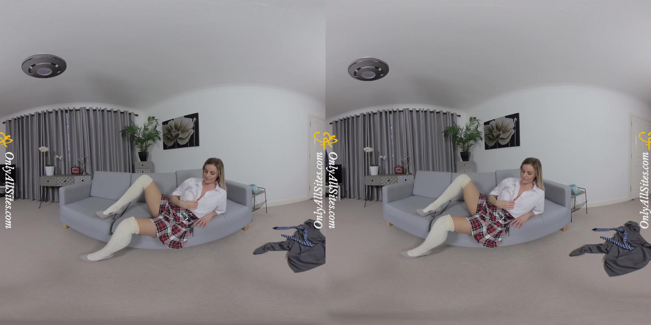 Amy Green - College; Cute Blonde Coed Striptease on the Couch