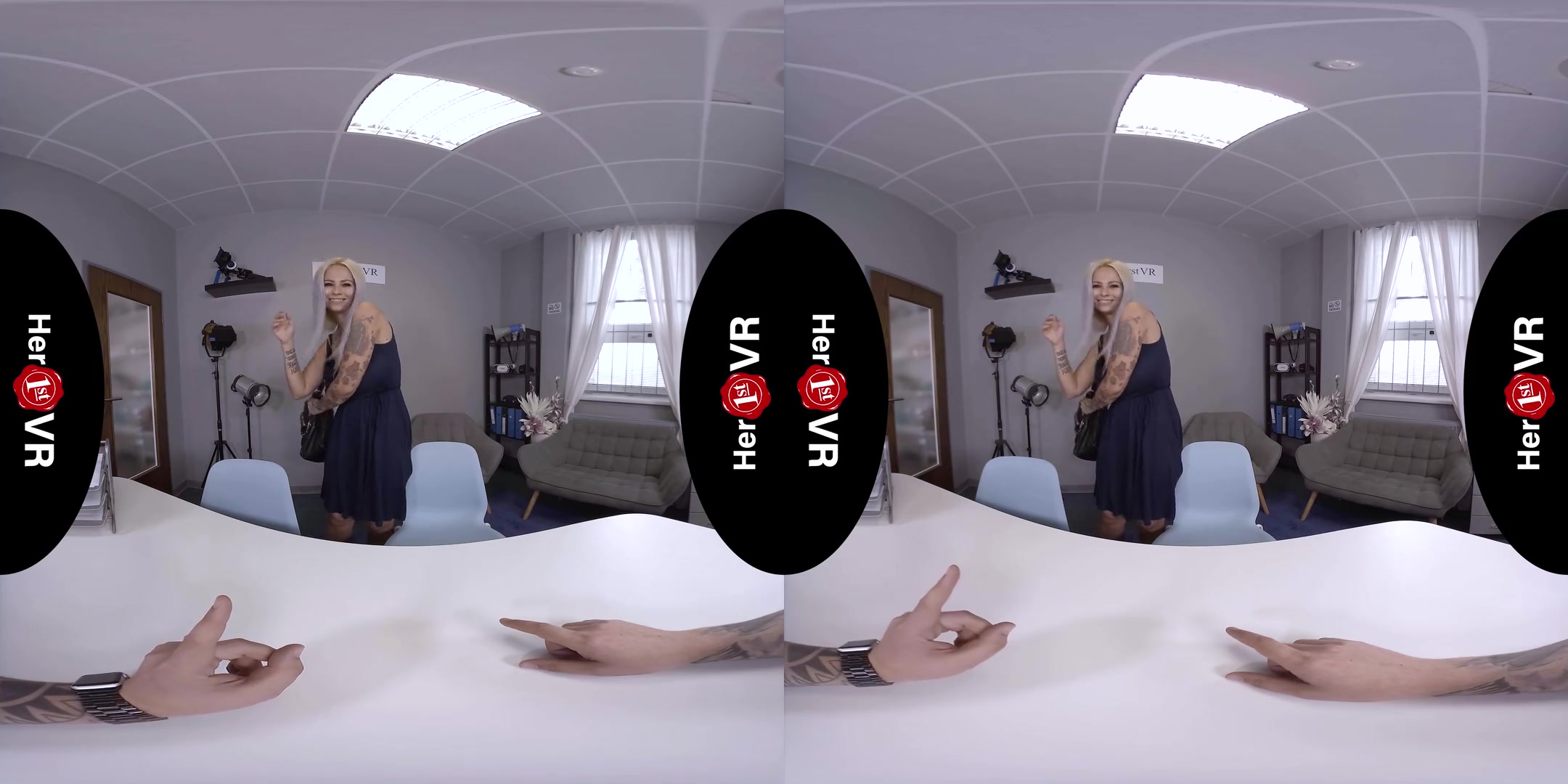 Domino - VR Casting; Huge Tits Blonde Amateur with Tattoos