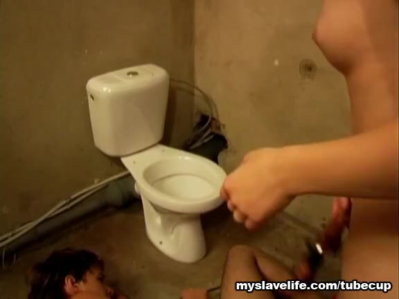 Wicked teen 18+ tortures her slave in a toilet