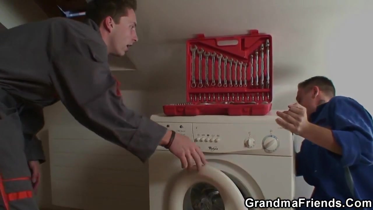 The Old Woman Has Fun With Two Handsome Men