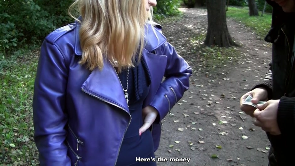 Blonde gets naked and has sex in public