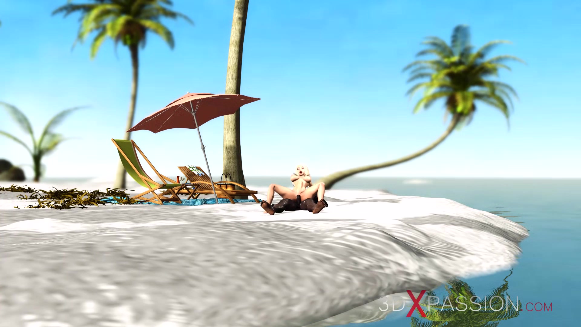 A super sexy horny blonde gets fucked by BBC in the desert island