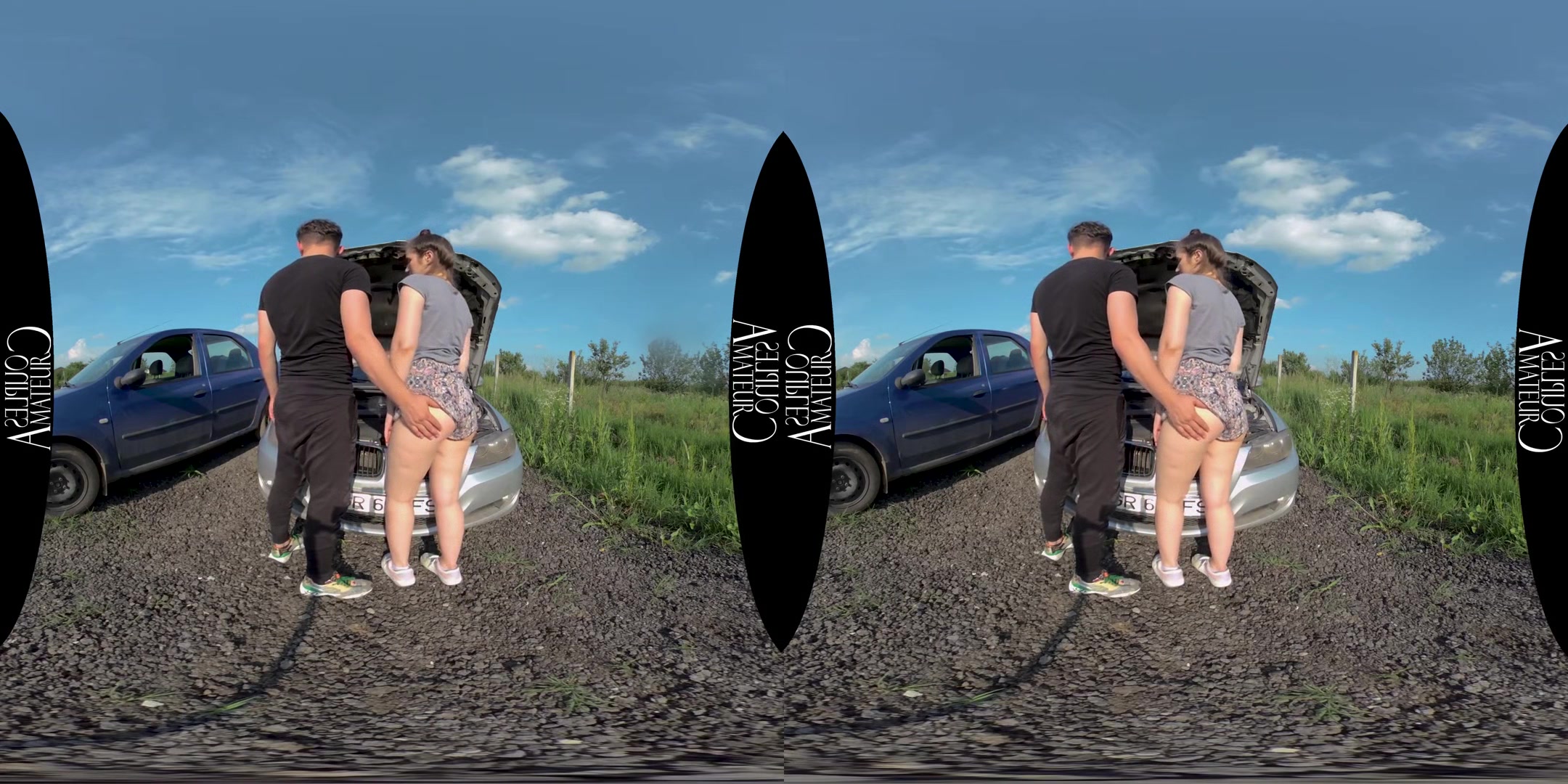 Fix my car and Fuck my pussy; Outdoor Sex with Amateur Couple
