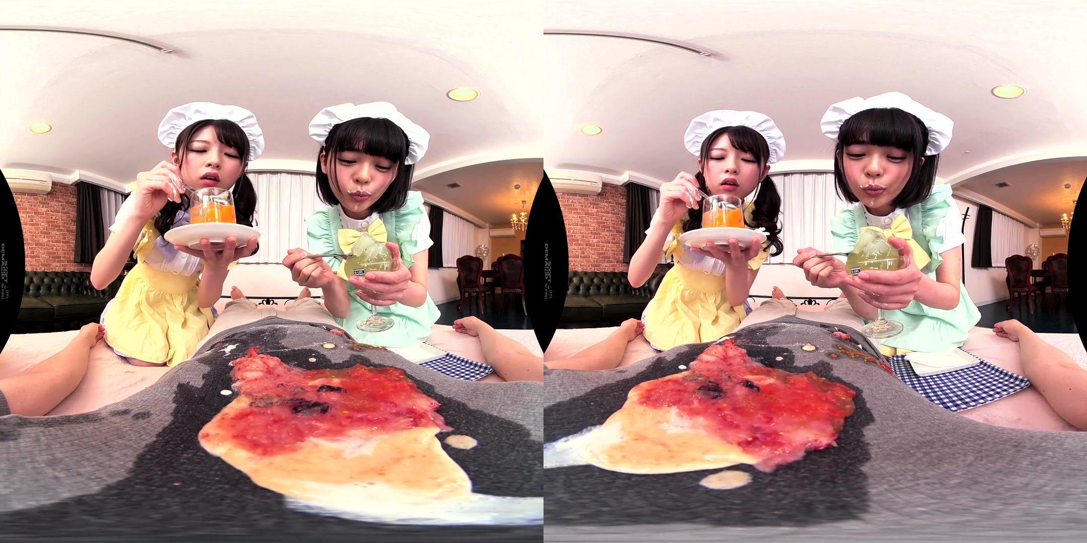 (Food Chewing Fetish) Devilish Little Maids Serve their Masochistic Master!; Messy Food Fetish Maids Get Dirty