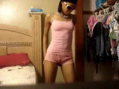 Cute homemade striptease video by young skinny chick