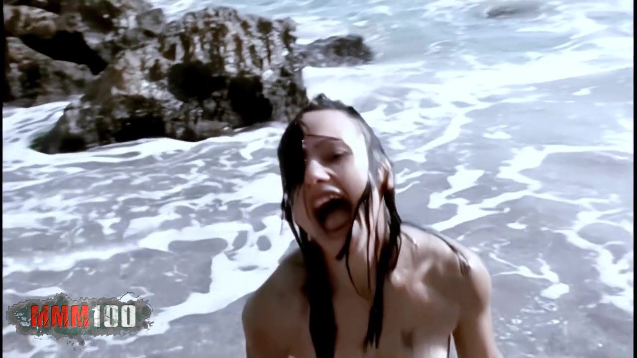 Hot young Alicya doing a strip by the beach - MMM100