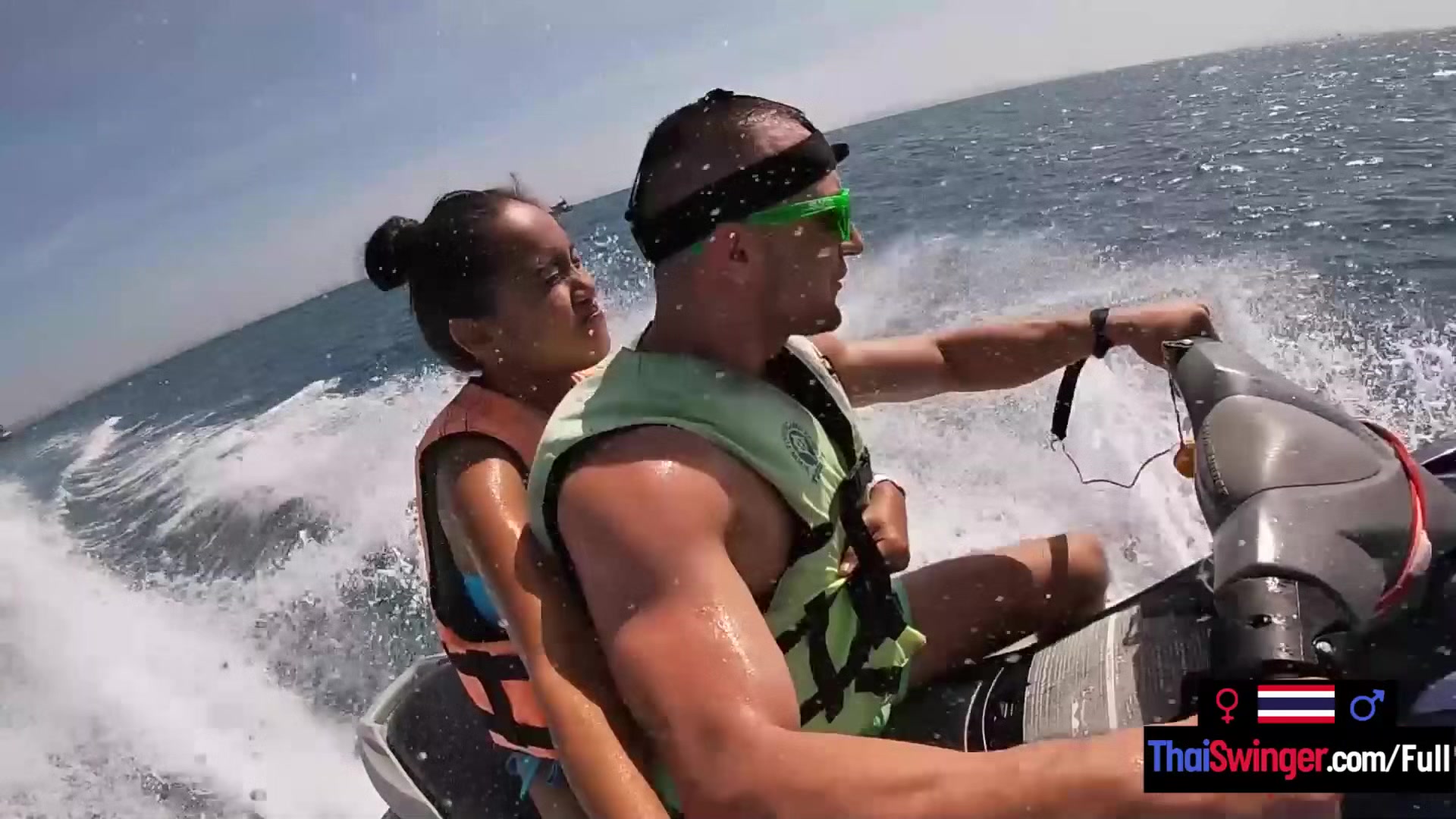 Jetski blowjob in public with his real Asian teen 18+ girlfriend