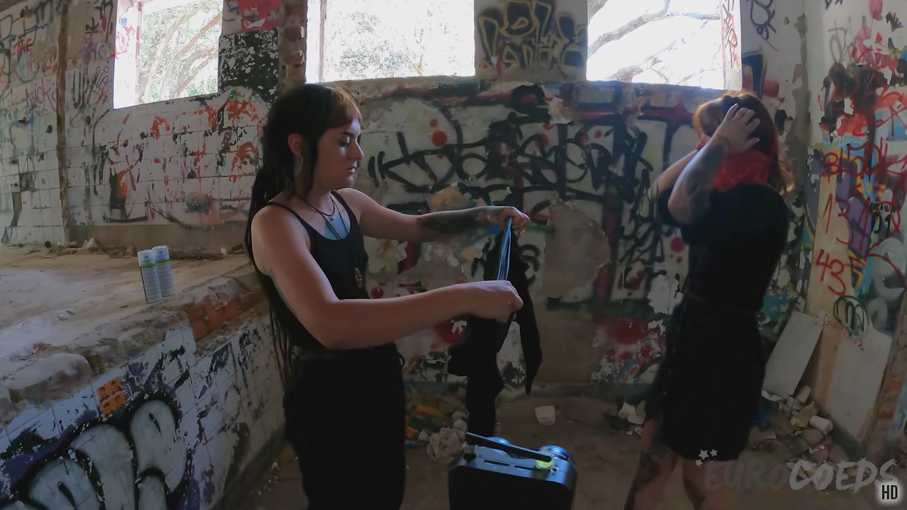 Brille And Cheri Tagging Graffiti Nude While On Vacation And Laying On A Topless Beach