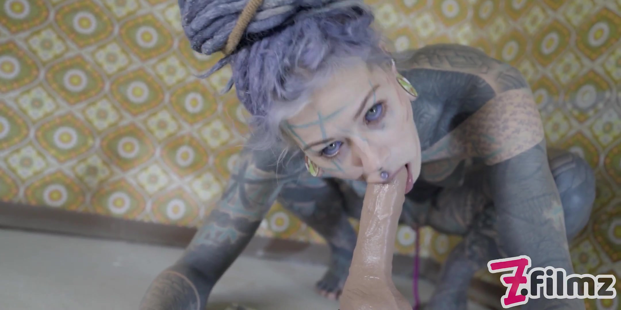 Alternative Tattoo Model Masturbating With Big Toy