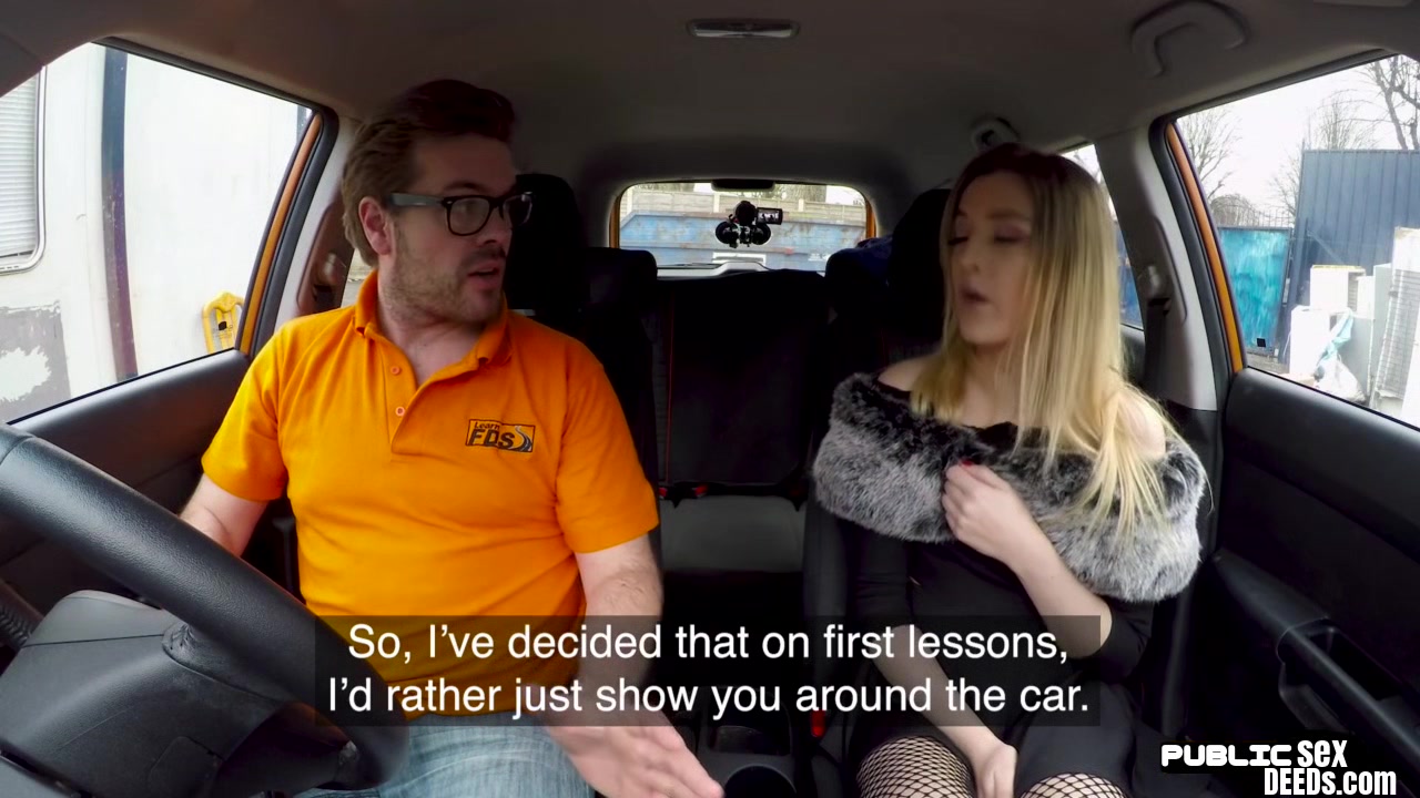 Smallboobs teen 18+ in stockings fucked in car by driving tutor