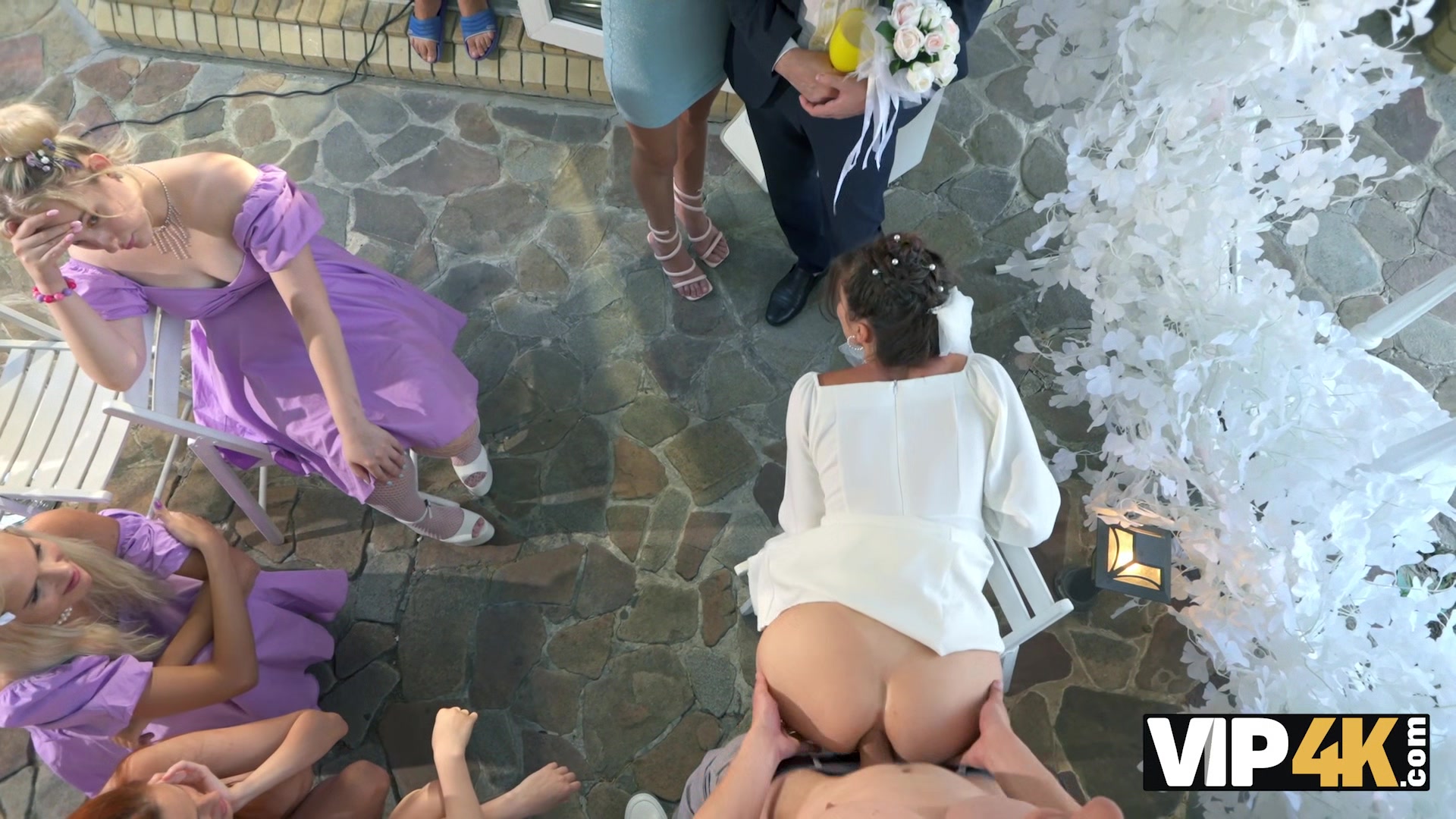 VIP4K. Bride was fucked hard and got anal creampie while guests were watching