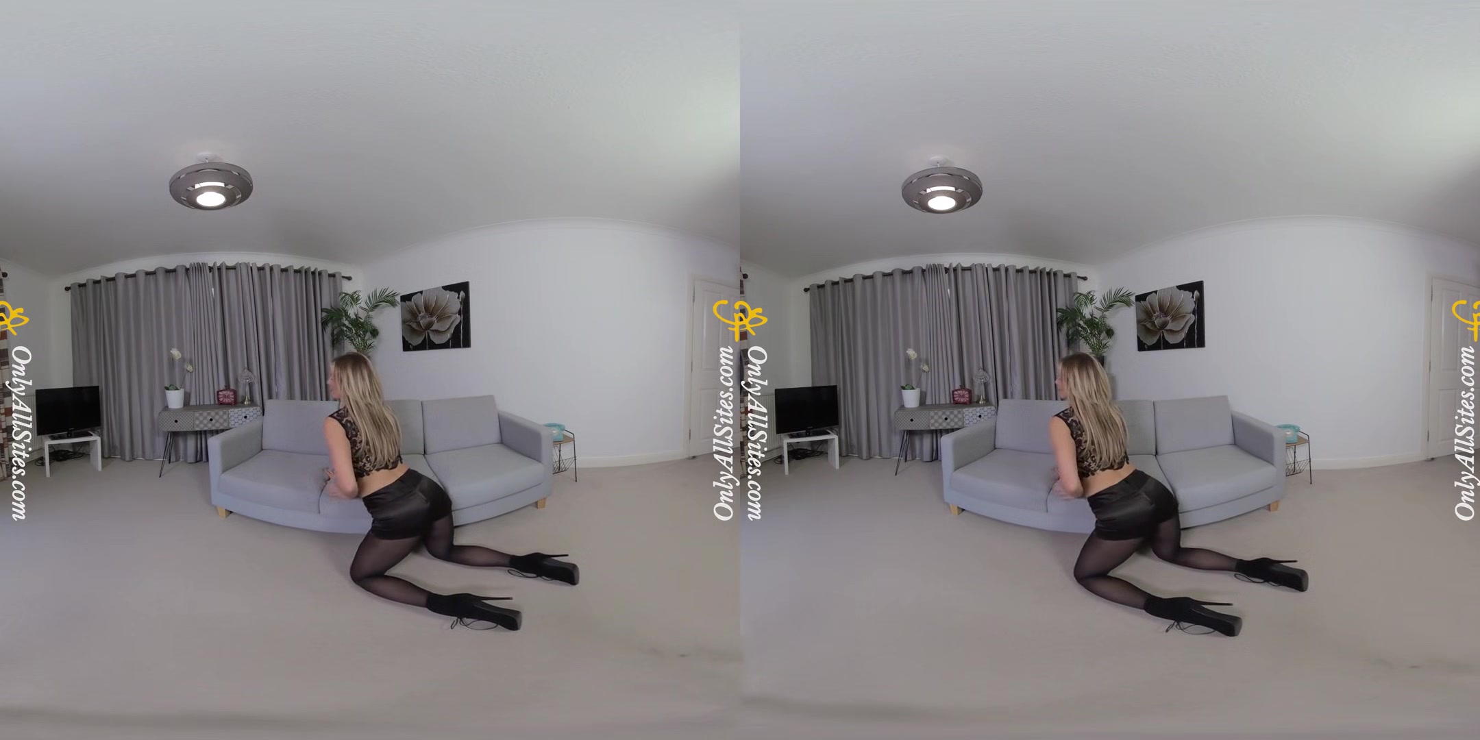 Amy Green - Blonde Club Babe With Big Tits - Busty Solo Model Striptease Nylons
