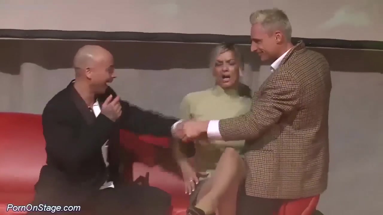 Rough Threesome Porn Orgy on Public Stage