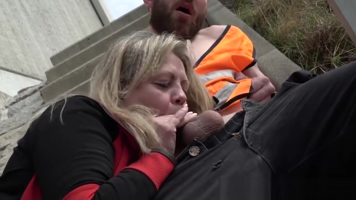 Mature vixen deepthroats dick and tastes cum outdoors