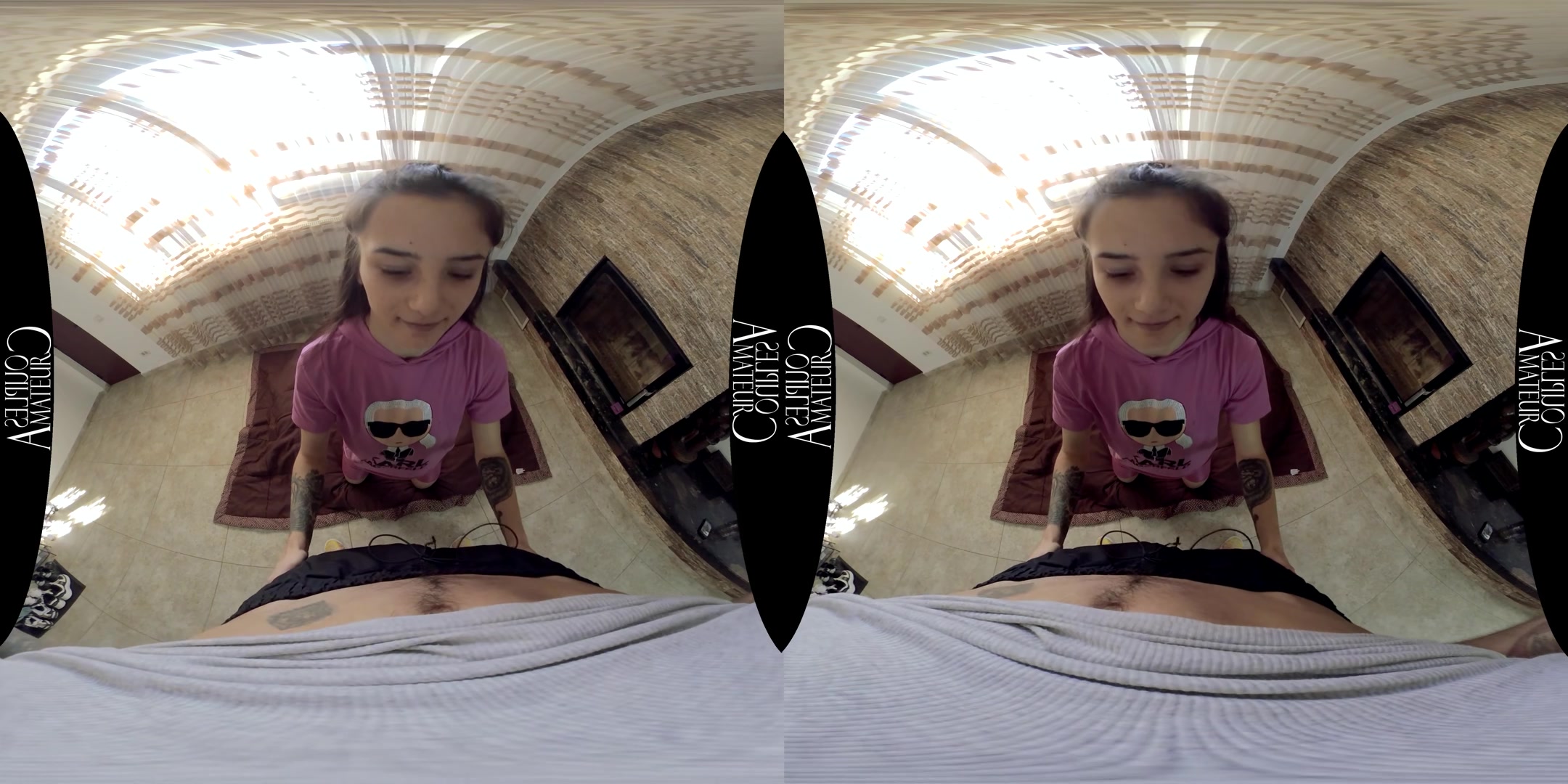 Skinny Brunette Dick Tugging And Face Cumming - AmateurCouplesVR