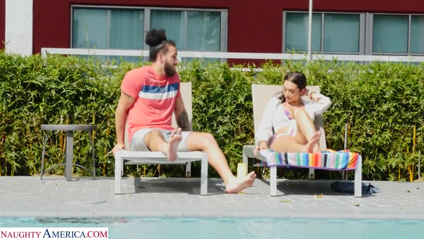 Busty Latina Lilly Hall takes neighbor's big black cock in her ass after day at the pool