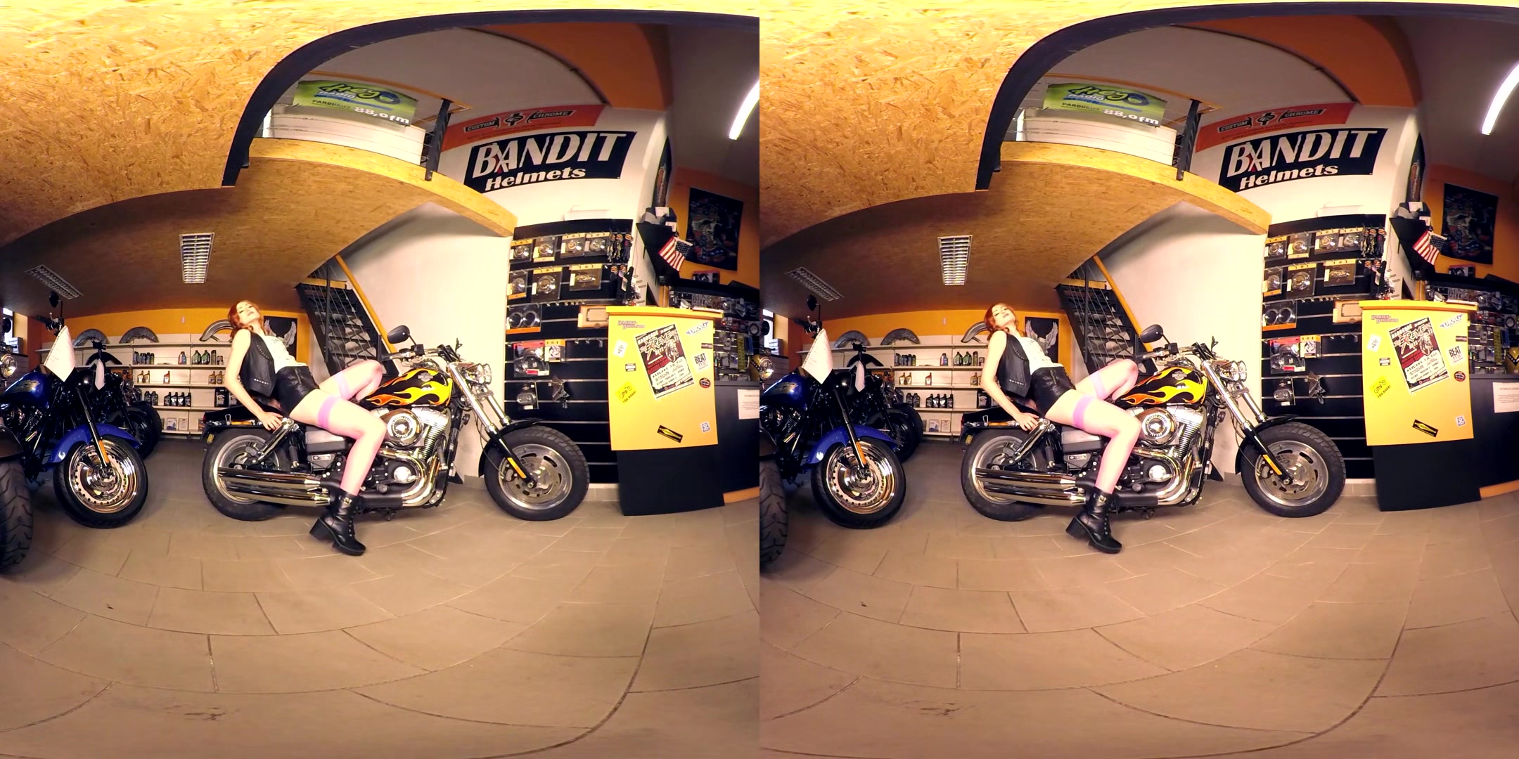 195 - Yassmine - Slender Redhead Naked In Motorcycle