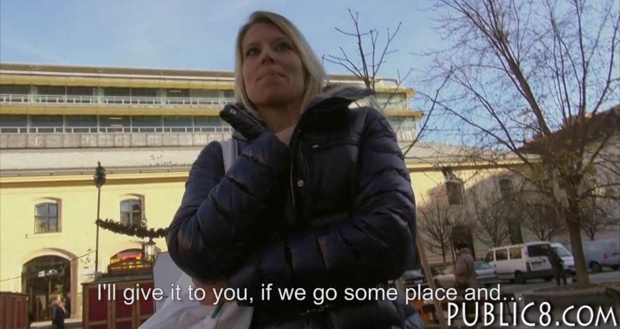 Blonde amateur babe from Prague paid for sex in public