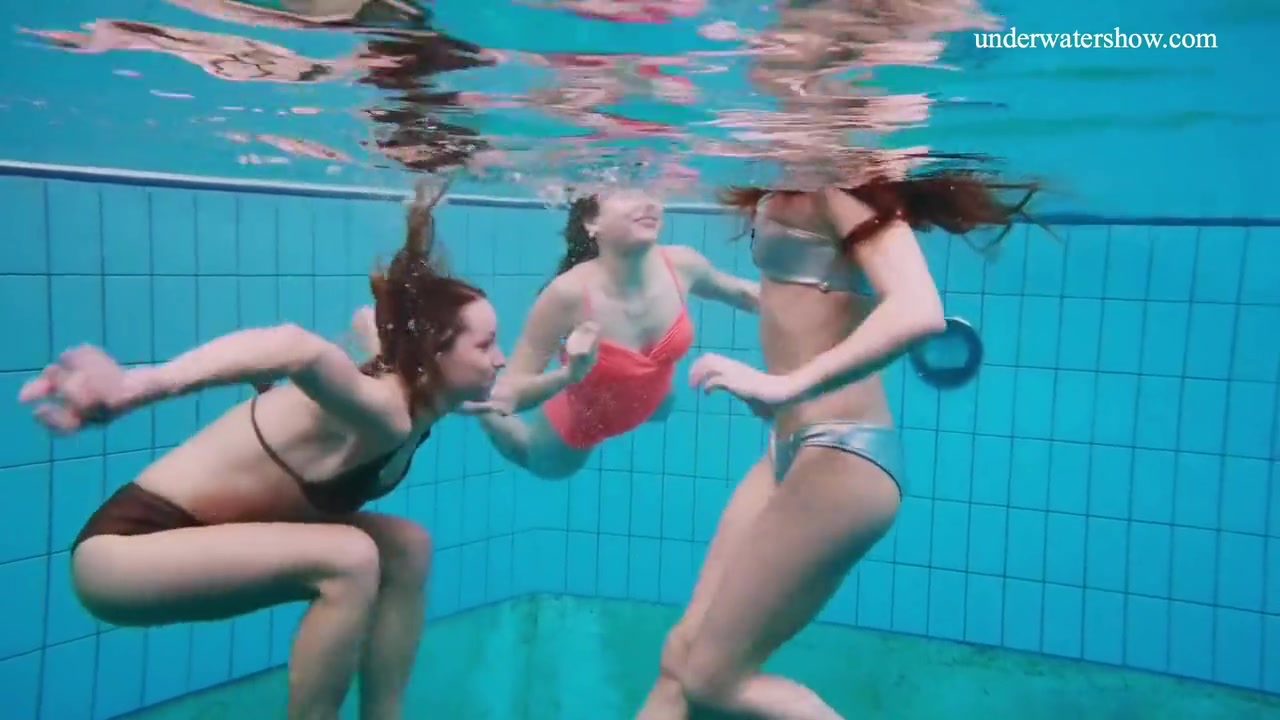 Avenna With Nina Mohnatka And Marketa Swimming In The Pool