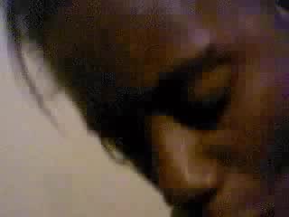 Black girlfriend tries hard to present the best blowjob