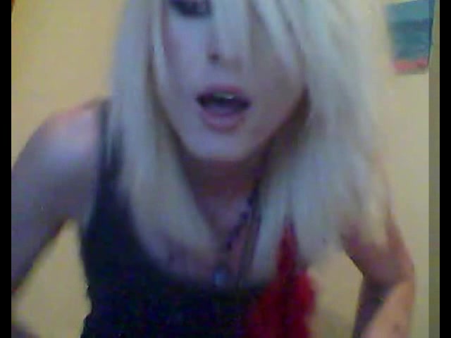 Extra thin and pale emo tgirl jerks her limp dick on cam