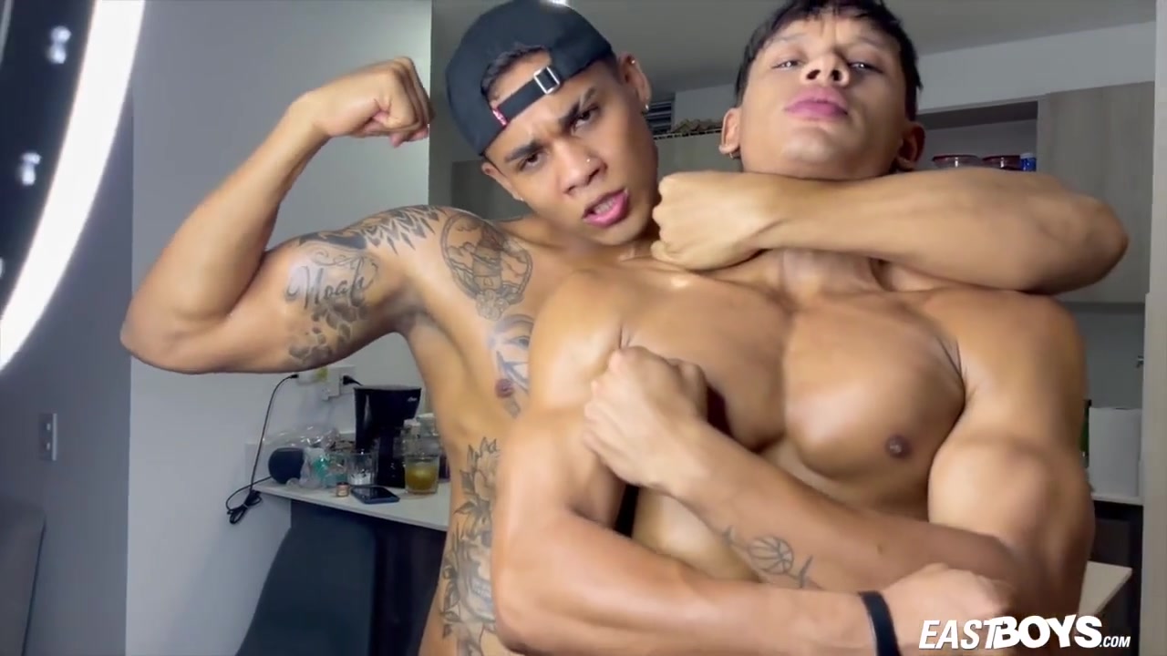 Two Nasty Latino Guys Show Their Muscles