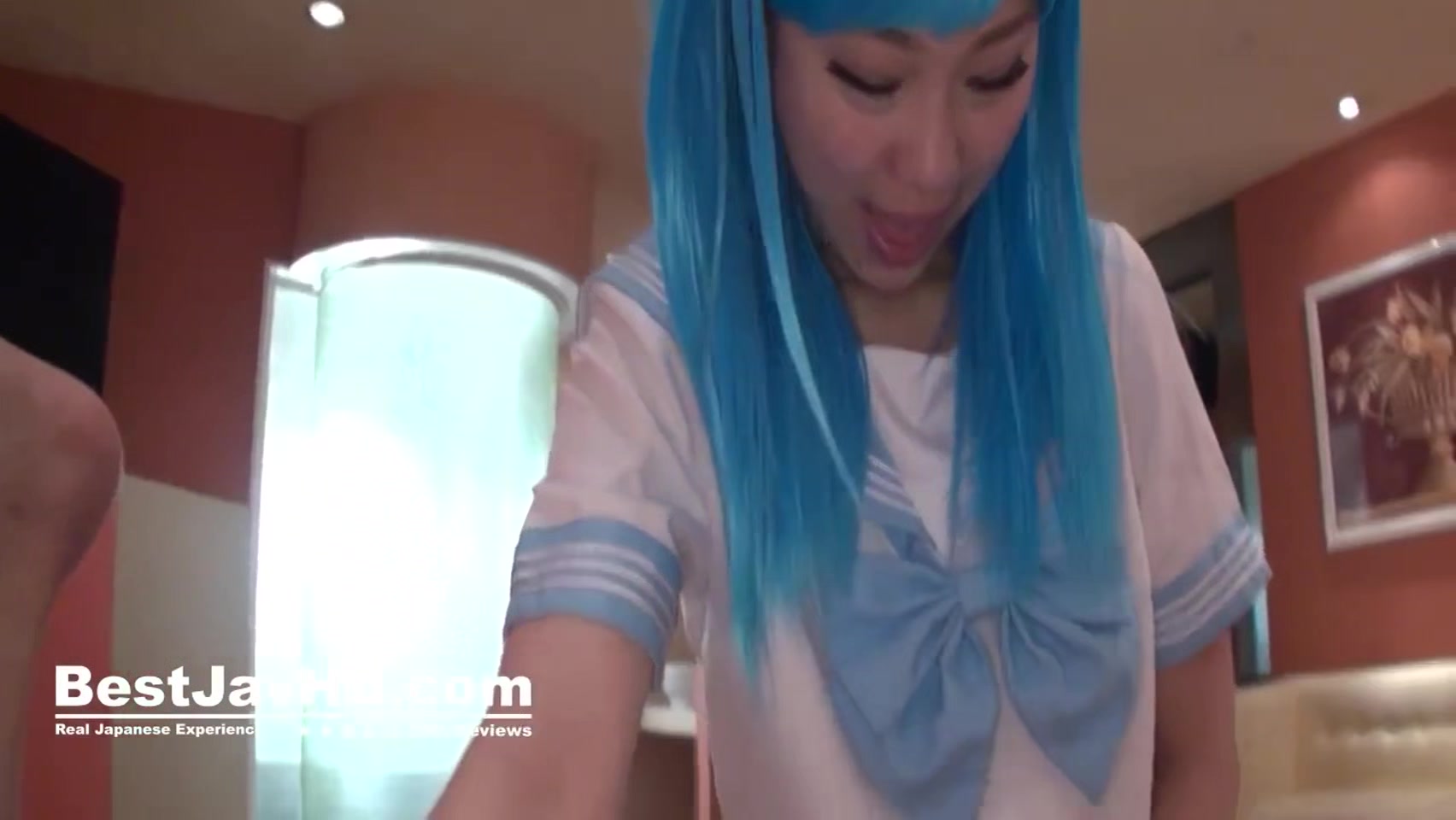 Horny Japanese cosplayer, Maki Horiguchi, gives her fellow a suck off in the best Asian XXX.