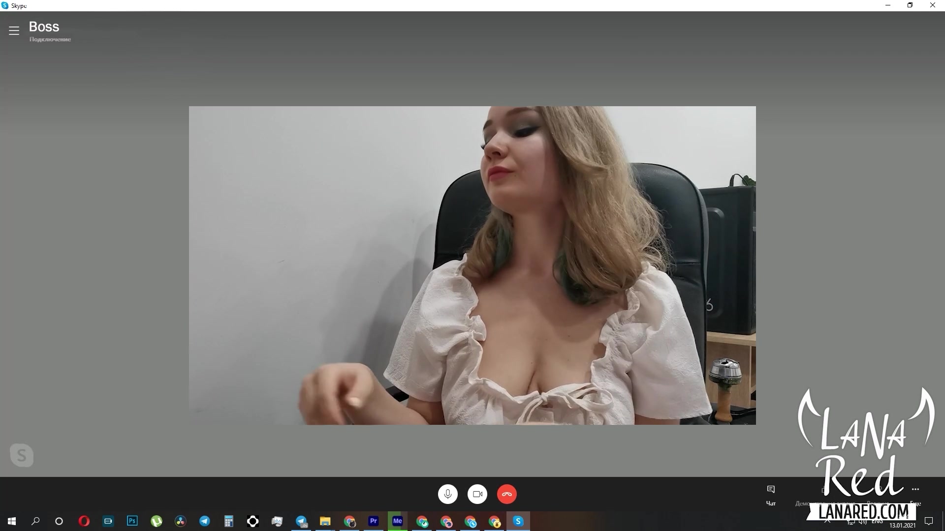 Secretary Masturbates Anal Hole First Time For Boss Via Video Call - Sex Movies Featuring Lana Red