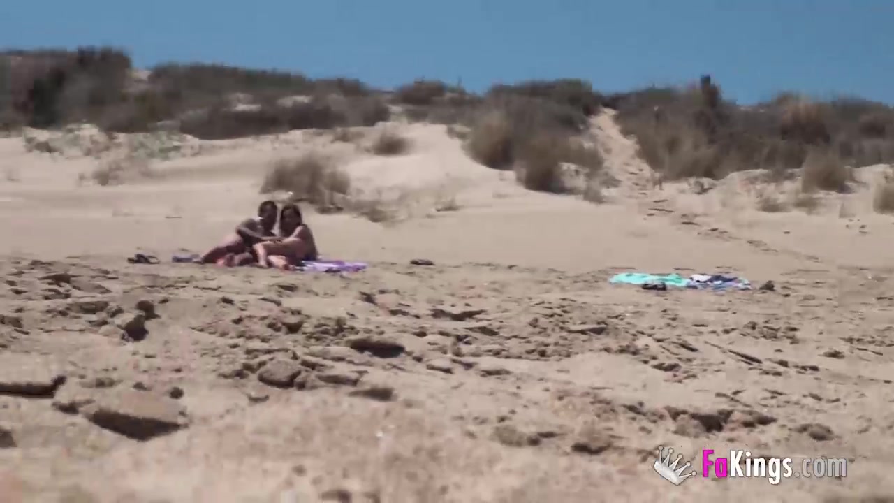Beach Dogging! Ainara fucks a and a couple join the fun