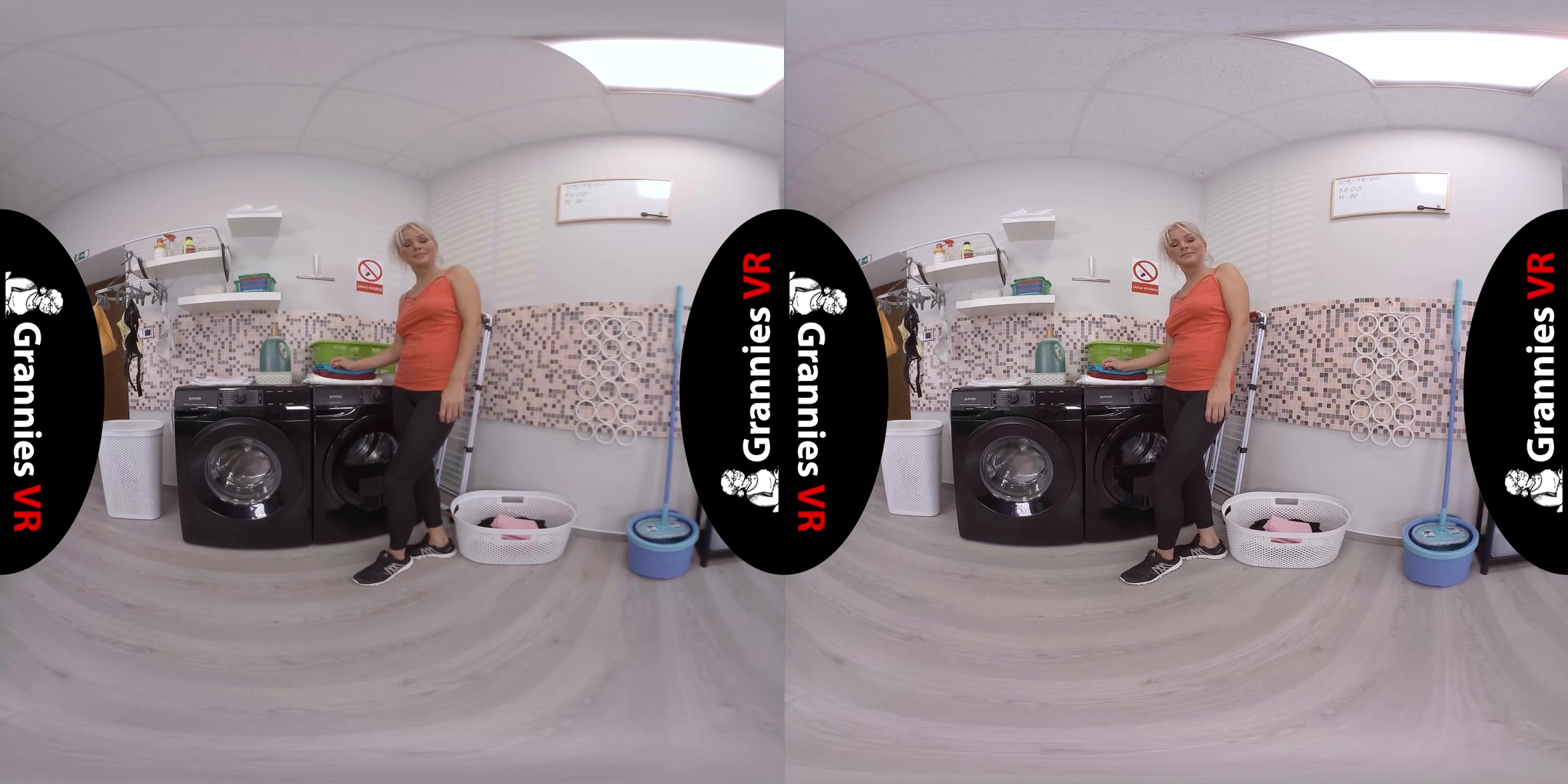 Kathy Anderson - Masturbation In The Laundry; Mature Blonde Babe Solo